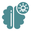Icon of a brain split in two, with a light bulb and rays symbol on the right side, representing creativity or ideas—perfect for Assisted Living and Senior Living in Pearland and League City.